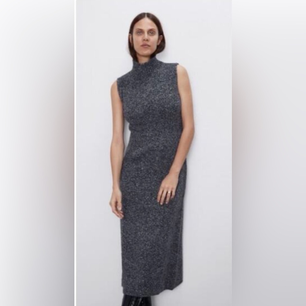 ZARA Charcoal Sleeveless wool blend Maxi Dress. Very soft.